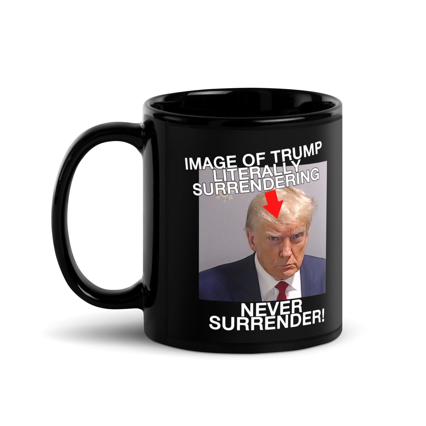 Trump Literally Surrendering Black Mug