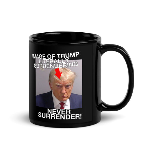 Trump Literally Surrendering Black Mug